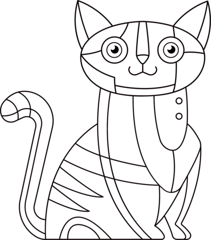 Abstract Cat Coloring Page